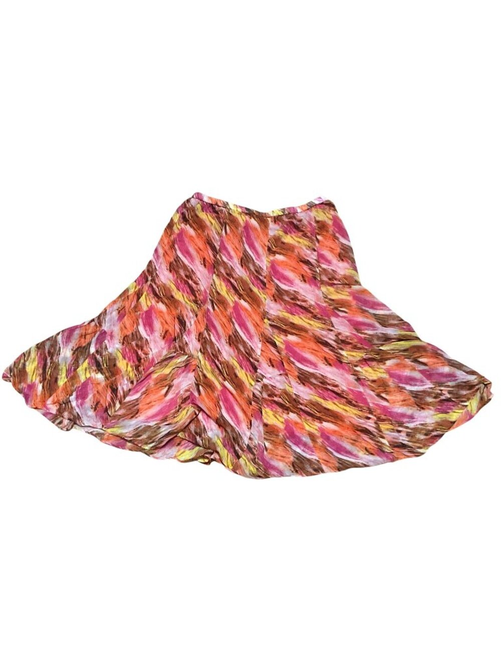 Hayley Matthews Colorful Lined Skirt XL 100% Polyester Orange Pink Elastic Waist